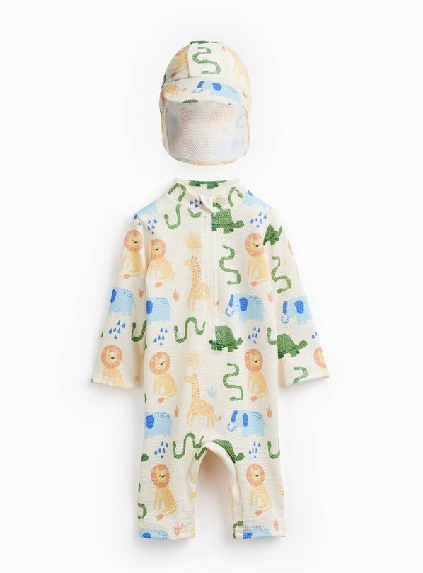 Safari Print Sunsafe Swimsuit & Keppi Hat 18-24 months